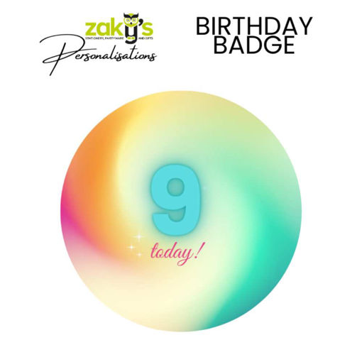 Picture of 9 TODAY BIRTHDAY BADGE RAINBOW OMBRE